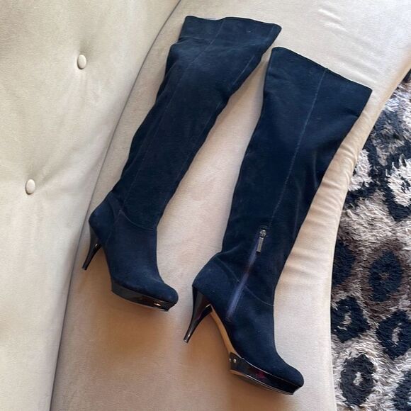 Nine West Shoes - Nine West Destry Black Suede Over The Knee OTK Boots 6.5